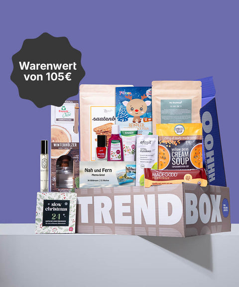 Trendbox vor lila Hintergrund
