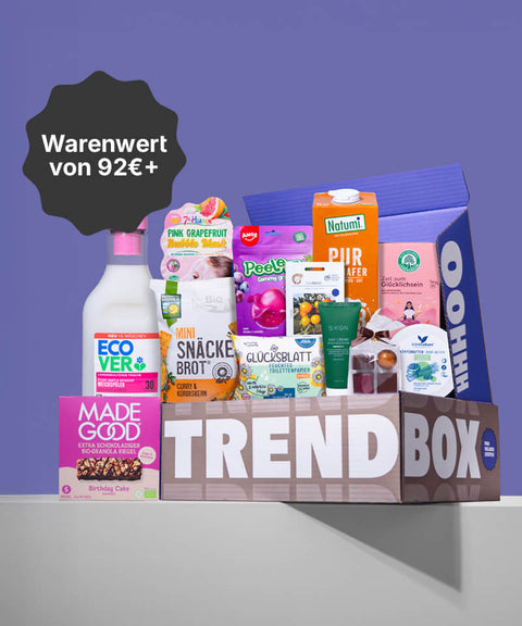 Trendbox vor lila Hintergund