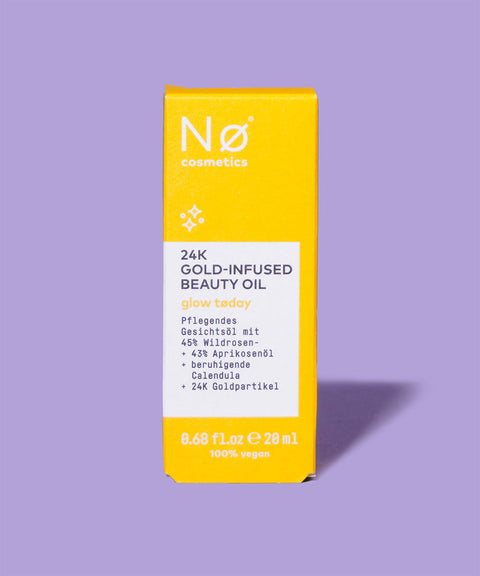 No Cosmetics Bodyoil auf lila Hintergrund 