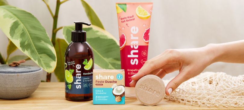 share – Teilen für eine bessere Welt: Seife, Snacks und Getränke nach dem 1+1-Prinzip