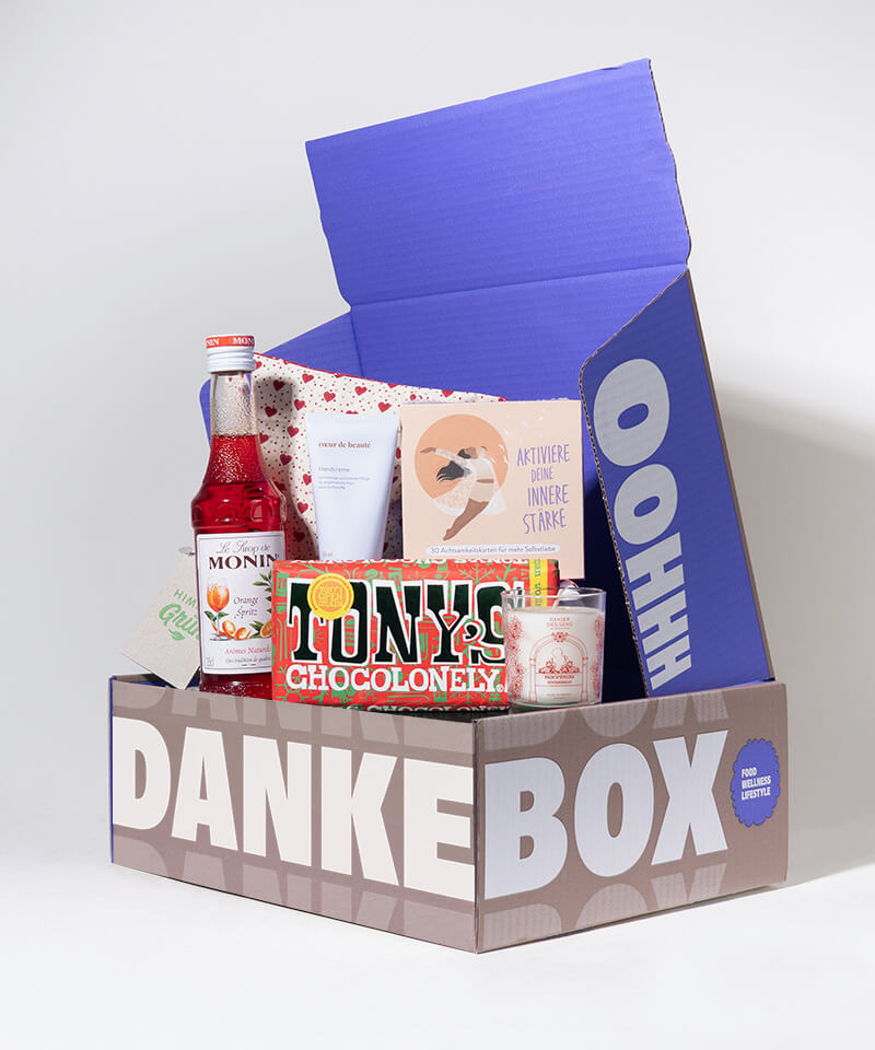 Dankebox von Trendbox gefüllt mit Produkten zum Danke sagen