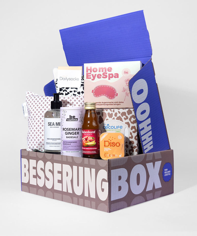 Gute Besserung Box von Trendbox gefüllt mit Produkten 