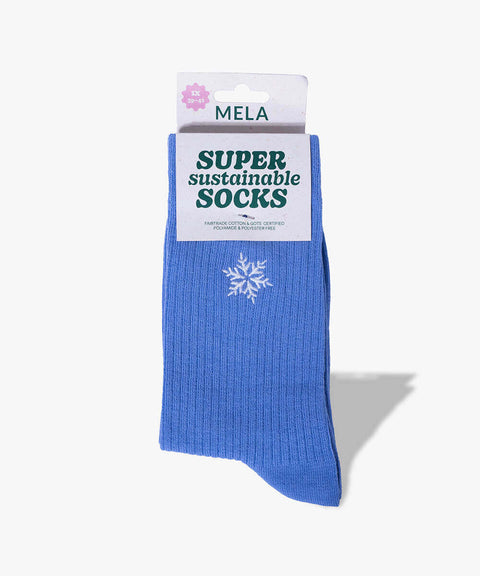 Gerippte Socken mit Stickerei