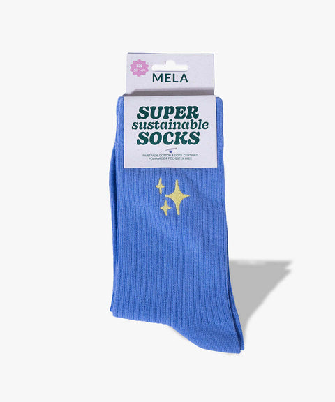 Gerippte Socken mit Stickerei