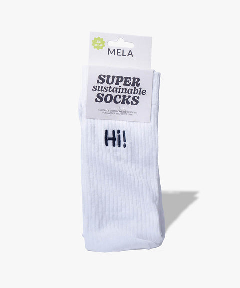 Gerippte Socken mit Stickerei