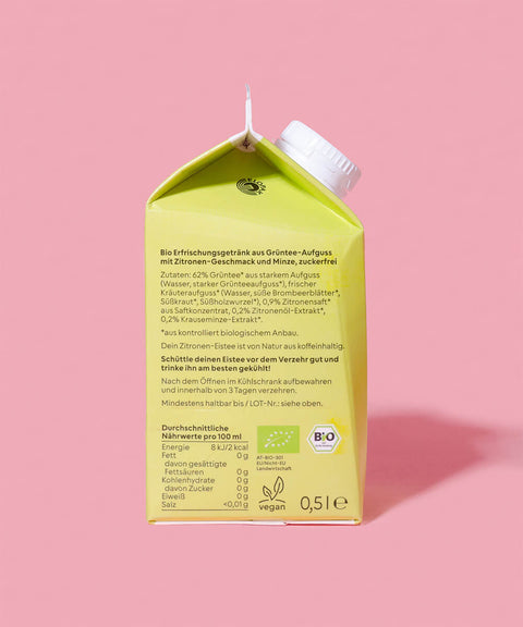 no suga eistee zitrone verpackung mit inhaltsstoffe und nährwerte